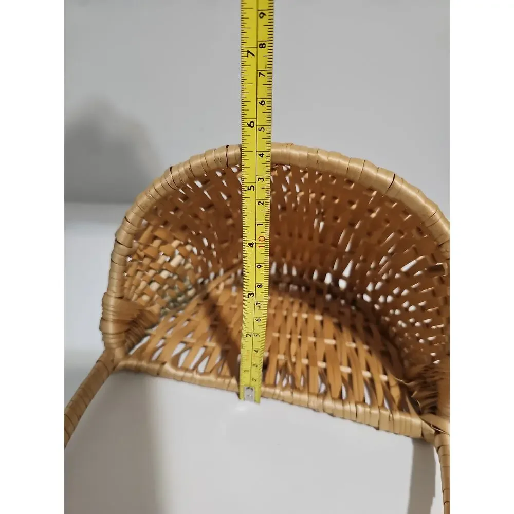 Vintage Woven Hanging Wall Basket Plant Pocket Cottagecore Country Farmhouse